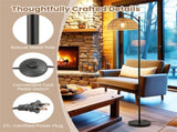 Floor Lamp with Foot Pedal Switch - Stable Base 8&deg Stability Test, Black Metal & Paper Rope 44264757