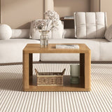 Square Coffee for Living Room in Natural Farmhouse Coffee with Storage,2-Tier Center N735P242918N