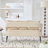 53.7"Modern Upholstered Velvet Open Back Loveseat Settee with 3 Pillows, Small Comfy Sofa 2-Seater W3118P312817