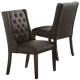 ZUN Modern Faux Leather Espresso Tufted Set of 2 Chairs Seat Chair Birch veneer MDF Kitchen HSESF00F1501