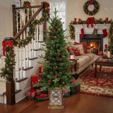 4FT Christmas Tree with 100 Multicolor LED Lights Pre-Lit Green Artificial Plant Pot Red Berries & 56233318