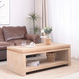 Modern Wood Coffee Table with Beaded Trim 47" Rectangular Coffee Table with Open Storage Shelf, W2729P298164