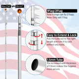 ZUN Telescopic Flag Pole Kit, 20FT Height Adjustable Heavy Duty Aluminum Flagpoles with 5x3 US Flag & 92299791