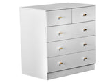 25.98"*15.75"*35.83" 4-Tier 5-Drawer Cabinet Drawer Dresser with Gold Handles White 41654231