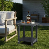2-Tier Side Table, HDPE Adirondack Table Patio Side Table, Weather Resistant End Table Small 48670186