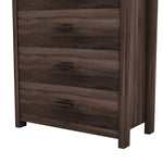 ZUN Retro American Country Style Wooden Dresser with 5 Drawer, Storage Cabinet for Bedroom, Dark Walnut WF324089AAD