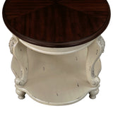 22'' Two Tone Round End Table,Solid Wood Sofa Side Table with Shelf,Living Room Corner Table Easy W1202P164016