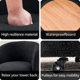 Storage Ottoman Foot Rest Round Footstool Teddy Velvet Footrest with Wheels Vanity Stool Black 54604295