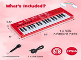 Red 37 Keys Kids Electronic Keyboard with Microphone, 8 Tones & 8 Rhythms Piano Toy for Ages 3 22917098