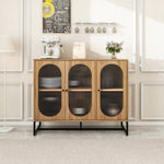 ZUN Storage Cabinet with Glass Door, Sideboard Buffet Cabinet for Kitchen,Dining Room, Walnutcolor W68863895