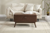 Mid-century modern square coffee table storage bench, assembled, suitable for living room, entryway W1539P269658