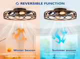 19INCH 7 Blades Caged Ceiling Fan with Remote Control ,Flush Mount Ceiling Fan with Light Kit W3596P457959