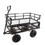 ZUN (Black double fence utility cart) Wagon Cart Garden cart trucks make it easier to transport firewood W22784159