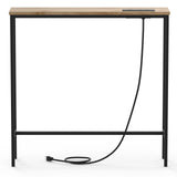 31.50"x7.87"x31.10" Console Table, MDF with Melamine Veneer & Iron Frame, with Power Outlet, Oak 53932379