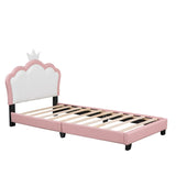Twin size Upholstered Princess Bed With Crown Headboard,Twin Size Platform Bed with Headboard and N733P180807H