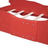Twin Size Race Car-Shaped Platform Bed with Wheels,Red WF298789AAJ