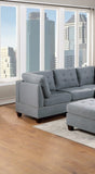 Living Room Furniture Tufted Corner Wedge Grey Linen Like Fabric 1pc Cushion Nail heads Wedge Sofa B011119654