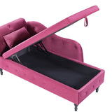 Aijia 60" Velvet Multifunctional Storage Chaise Lounge Buttons Tufted Nailhead Trimmed Solid Wood W1117P285945