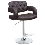 ZUN Brown and Chrome Adjustable Bar Stool B062P153486