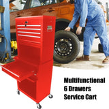 Tool Cabinet on Wheels, 6-Drawer Lockable Rolling Tool Chest w/ 4 Universal Wheels, 2 in 1 W110282272