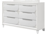 ZUN 1pc Modern Contemporary Dresser w Six Storage Drawers Jewelry Tray White Cream Finish Bedroom Wooden B011P215601