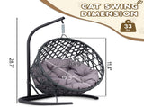 Cat Swing Bed with Stand & Cushion, Cat Egg Chair with Rattan Wicker Appearance, Indoor Hanging 70942259