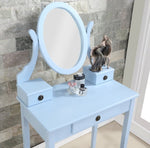 ZUN Moniys Wood Moniya Makeup Vanity Table and Stool Set, Blue T2574P163829