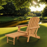 Outdoor Wooden Folding Adirondack Chair with Retractable Ottoman, Pre-Assembled BackRest & W2640P290601