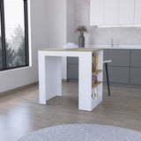Kitchen Island Doyle, Three Side Shelves, White and Light Oak Finish B092123132