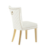 Eva 2 Piece Gold Legs Dining Chairs Finished with Velvet Fabric in Beige B00960895