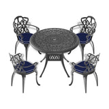 35.43-inch Cast Aluminum Patio Dining Table With Black Frame and Umbrella Hole W1710P166026