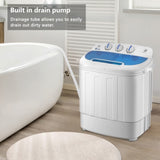 ZUN Compact Twin Tub with Built-in Drain Pump XPB46-RS4 15Lbs Semi-automatic Twin Tube Washing Machine 34059682