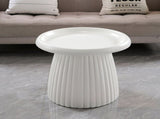 White Magnesium Oxide Fluted Pedestal Side Table 19.69" Diameter Round Accent Table W5351P486732