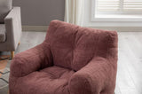 010-Soft Teddy Fabric Tufted Foam Bean Bag Chair With Teddy Fabric Bean Paste Red W52753863