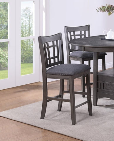 ZUN Set of 2pc High Chairs Dining Room Furniture Gray Solid wood Counter Height Chairs Upholstered B011P182981