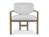 Dining Chairs Set of 2 Upholstered Arm Chairs, Rubber Wood Accent Chairs White Fabric Seating, 300 N779P233060W