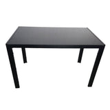 Simple Assembled Tempered Glass & Iron Dinner Table Black 20824867