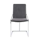 ZUN ACME Zlatan Side Chair, Gray Velvet & Chrome Finish DN02235