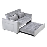 ZUN 3 in 1 Convertible Sleeper Sofa Bed, Modern Pull Out Couch Bed, Adjustable Backrest, Velvet Loveseat W2121P179225