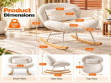 25.59"W x 33.66"D x 29.53"H Indoor Teddy Fabric Rocking Chair, Soft Fluffy Lounge Rocker with White 73370403
