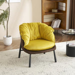 ZUN Velvet Accent Chair Barrel Chair with Metal Legs Modern Comfy Armchair Accent Reading Chair for 00937279