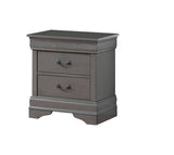 1pc Nightstand Gray Louis Philippe Solid wood English Dovetail Construction Antique Nickle Hanging HS11CM7966GY-N-ID-AHD