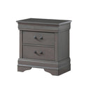 ZUN 1pc Nightstand Gray Louis Philippe Solid wood English Dovetail Construction Antique Nickle Hanging HS11CM7966GY-N-ID-AHD