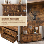 ZUN ON-TREND Modern Style Hall Tree with Storage Cabinet and 2 Large Drawers, Widen Mudroom Bench with 5 WF306450AAP