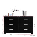 ZUN FCH 6 Drawer Double Dresser for Bedroom, Wide Storage Cabinet for Living Room Home Entryway, Black 37321559