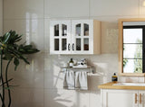 Wall Cabinet, Glass door Display Wall Mounted Cabinet, Floating Cabinet with inadjustable Shelves W331P379955