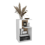 Everet 25" High 3-Tier Side Table Black White - Natural Oak B200P286974