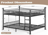 Queen over Queen Metal Bunk Bed with Unique Curved Guardrail Design, Round Tube bunk bed Frame, No 56659198