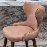 ZUN Nevis Mid-century Modern Faux Leather Tufted Nailhead Trim Counter Stool Set of 2, Pink T2574P165098