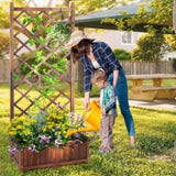 ZUN Wood Planter Raised Garden Bed with Trellis, 67 Inch Height Outdoor Garden Flower Standing Planter 45093764